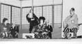 Kabuki Theatre is a performance of dance and song, circa 1950. During the 1940s and 1950s in Montreal, drama groups, such as the Japanese Drama Group, were an important community social activity. The Nisei Drama Club performed in English while the Montreal Young Buddhist Society (MYBS) performed in Japanese.