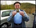 Eric Price in Carreg Goch with the original airman photo