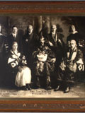 James "King" Cook surrounded by his entourage. (photo n.d.). MUA PL042676.